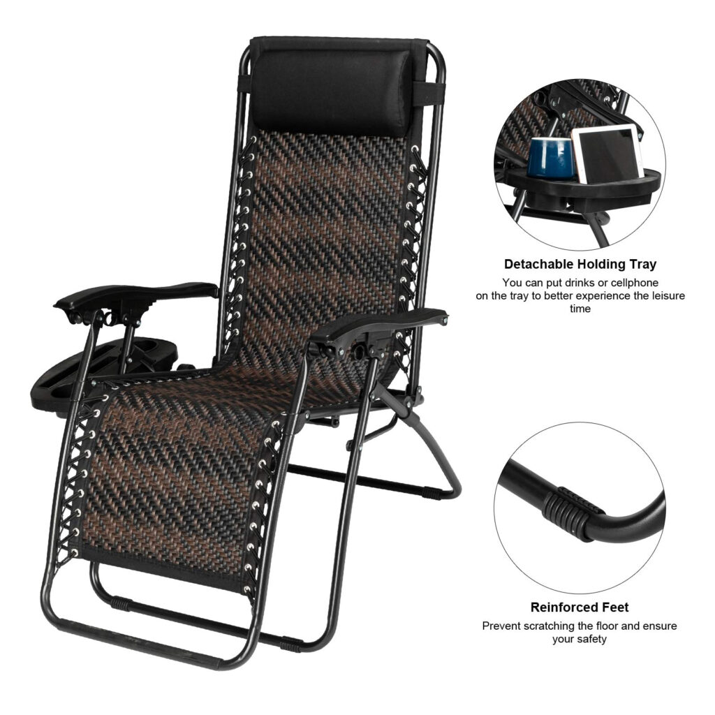 Multi Functional Adjustable Outdoor Zero Gravity Lounge Chair with Cup Holder (6)