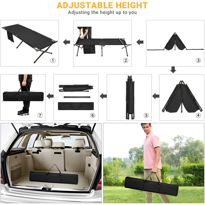 Ultralight Foldable Outdoor Portable Camping Bed with Side Bag (6)