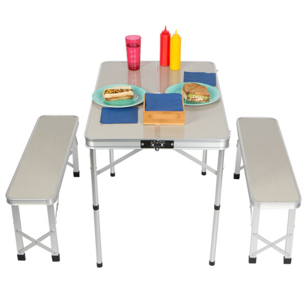 Customizable Folding Aluminum Camping Outdoor Table with Seats (2)