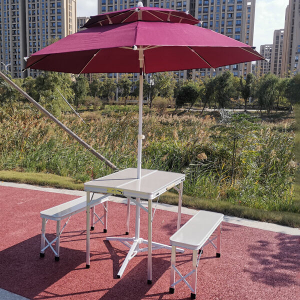 Customizable Folding Aluminum Camping Outdoor Table with Seats (6)