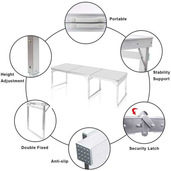 Foldable Camping Aluminum Table with Chairs (4)