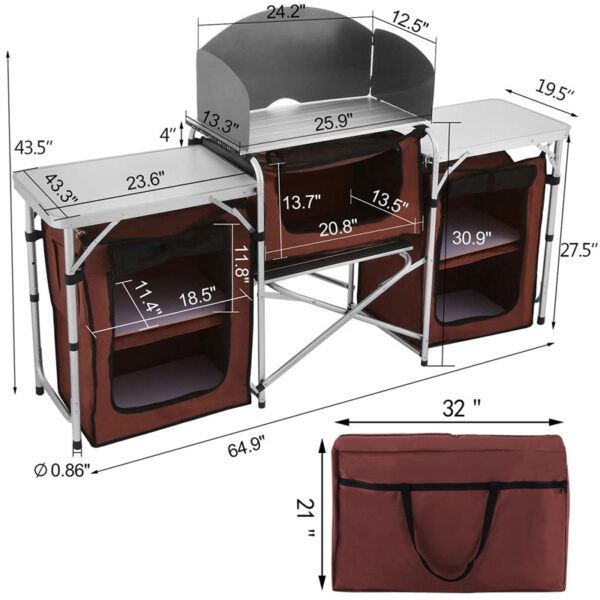 Outdoor Foldable Aluminum Picnic Camping Kitchen Table (7)