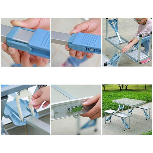 Portable Aluminum Folding Metal Camping Table with Chair Set (3)