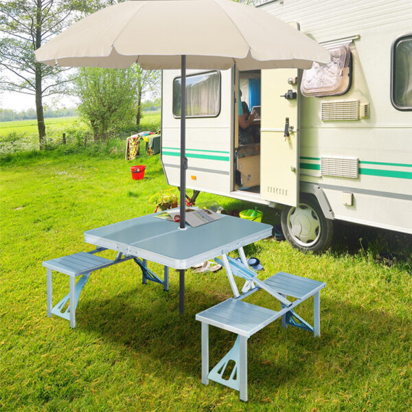 Portable Aluminum Folding Metal Camping Table with Chair Set (4)